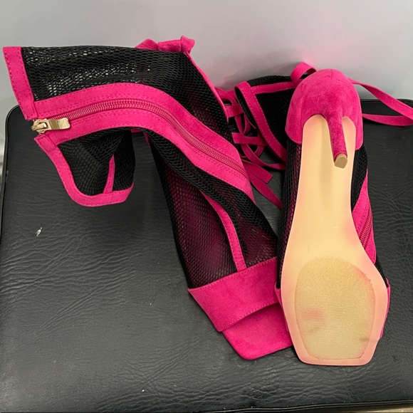 Pink Mesh Women's Heels - Picture 2 of 2